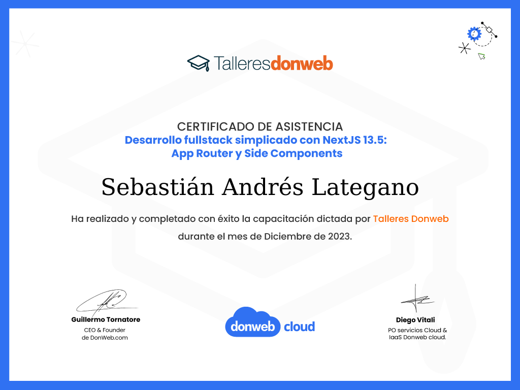 Certificado de asistencia · Talleres DonWeb