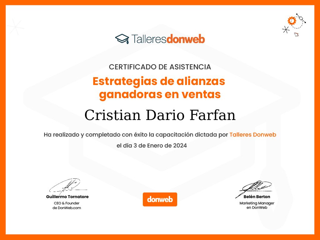 Certificado de asistencia · Talleres DonWeb