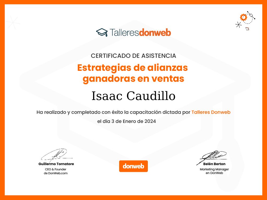 Certificado de asistencia · Talleres DonWeb