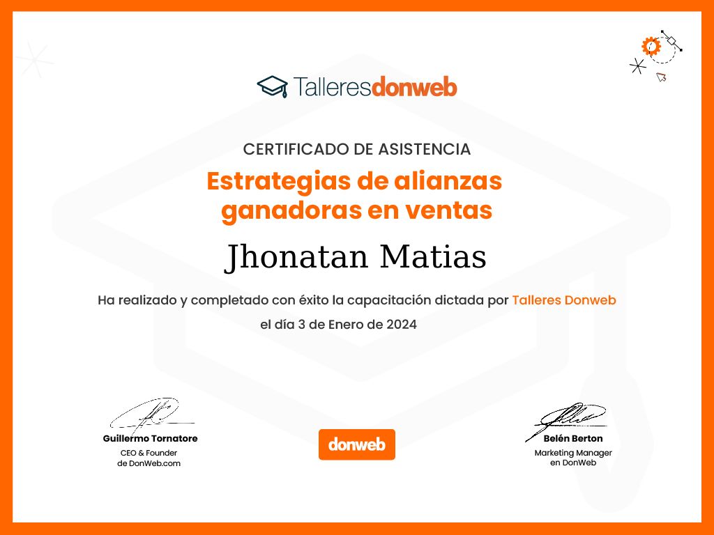 Certificado de asistencia · Talleres DonWeb