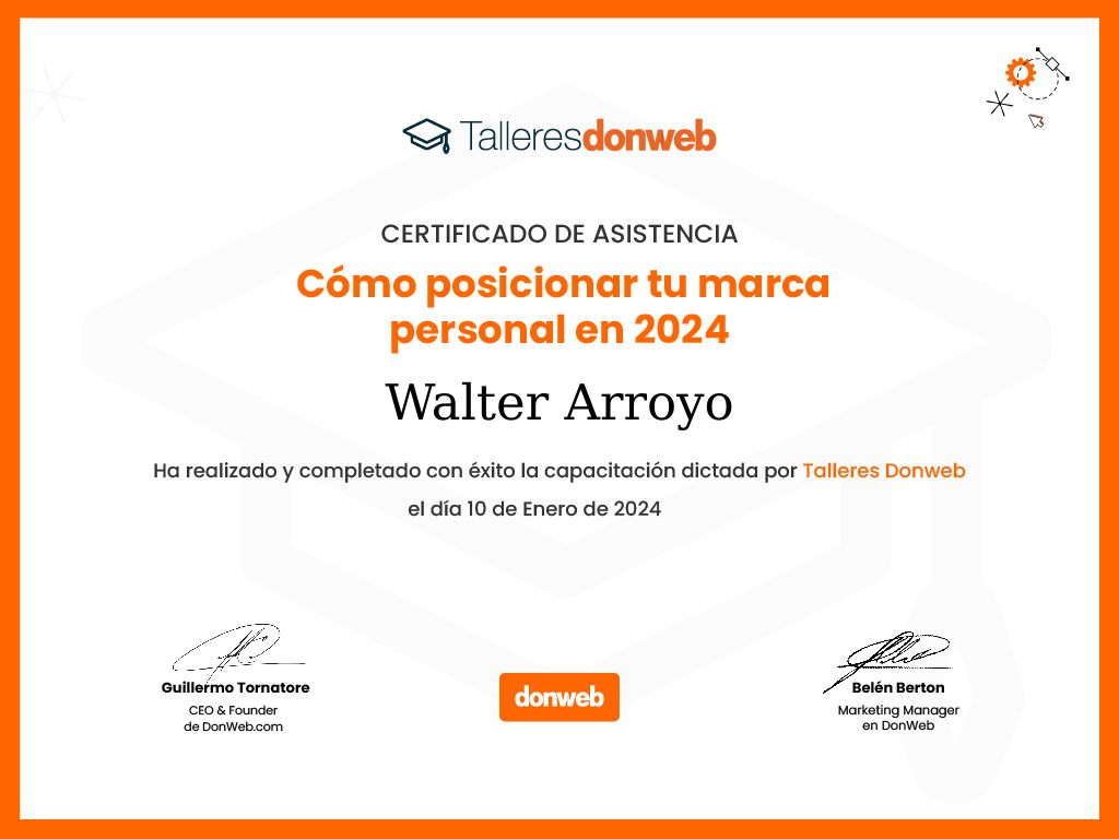 Certificado de asistencia · Talleres DonWeb