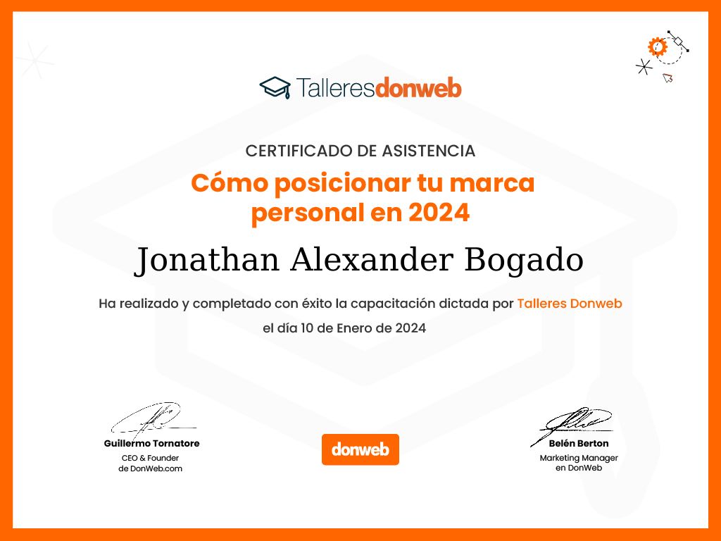 Certificado de asistencia · Talleres DonWeb