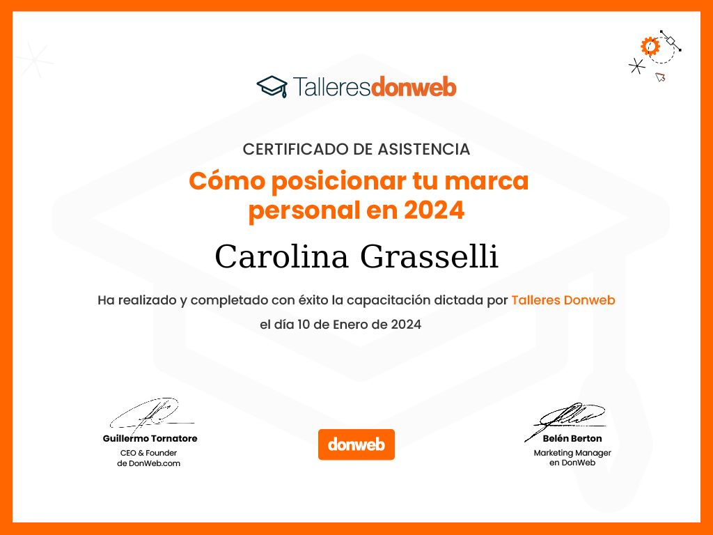 Certificado de asistencia · Talleres DonWeb