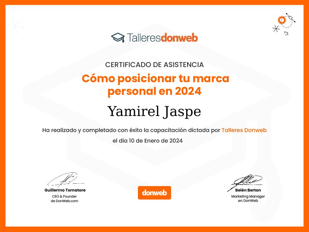 Certificado de asistencia · Talleres DonWeb