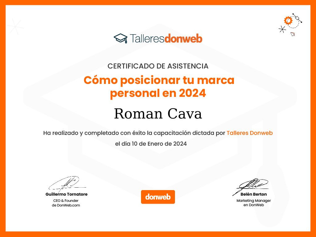 Certificado de asistencia · Talleres DonWeb