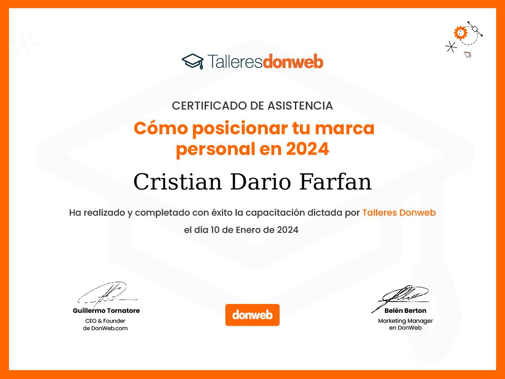 Certificado de asistencia · Talleres DonWeb