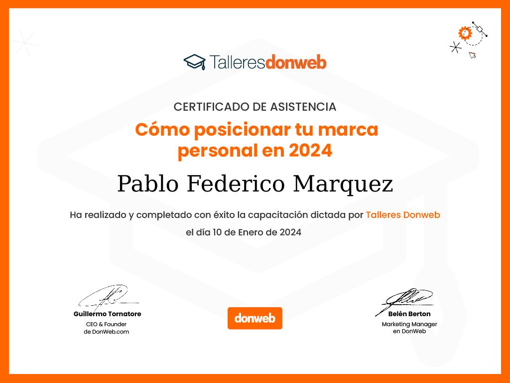 Certificado de asistencia · Talleres DonWeb