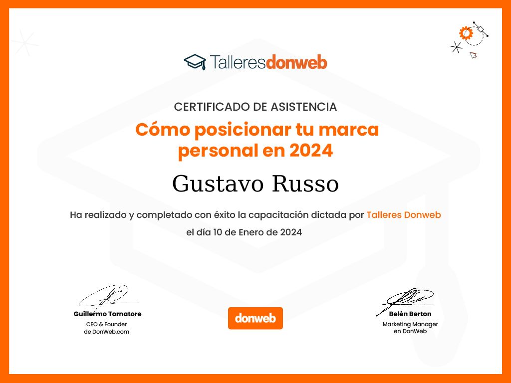 Certificado de asistencia · Talleres DonWeb