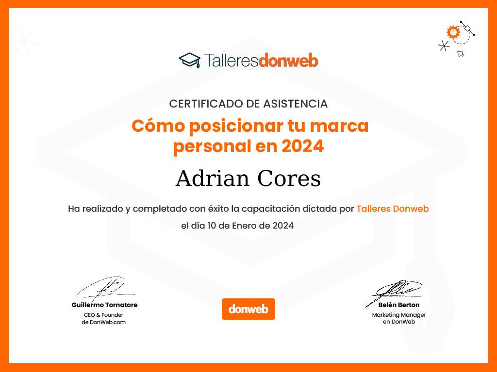 Certificado de asistencia · Talleres DonWeb