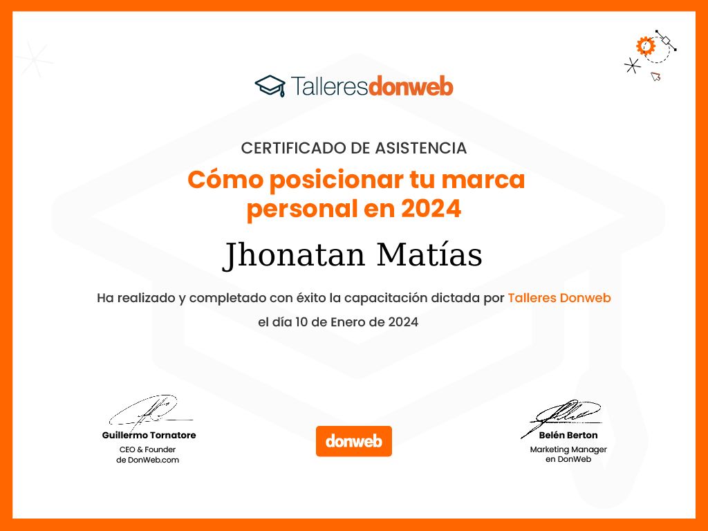 Certificado de asistencia · Talleres DonWeb