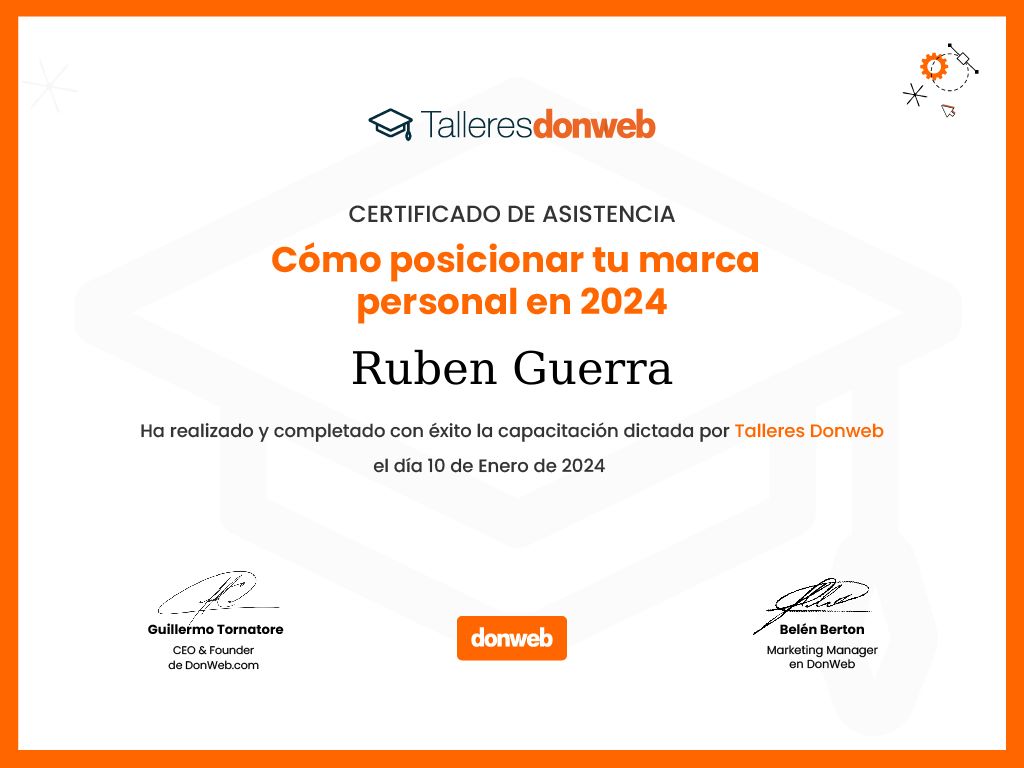 Certificado de asistencia · Talleres DonWeb