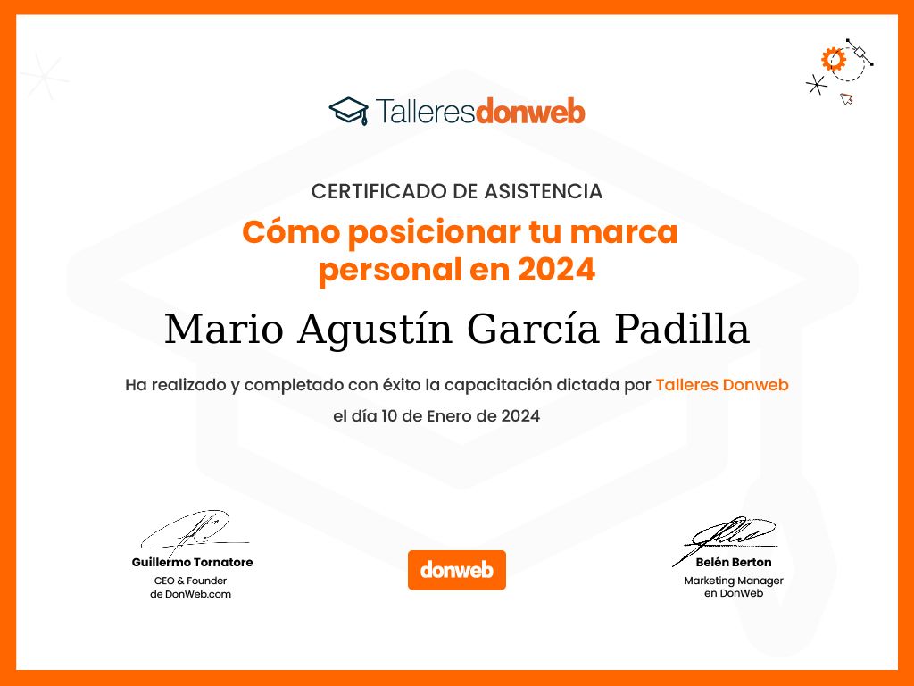 Certificado de asistencia · Talleres DonWeb