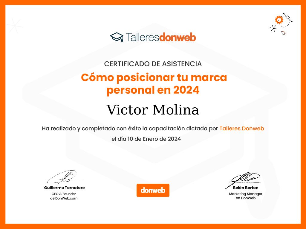 Certificado de asistencia · Talleres DonWeb