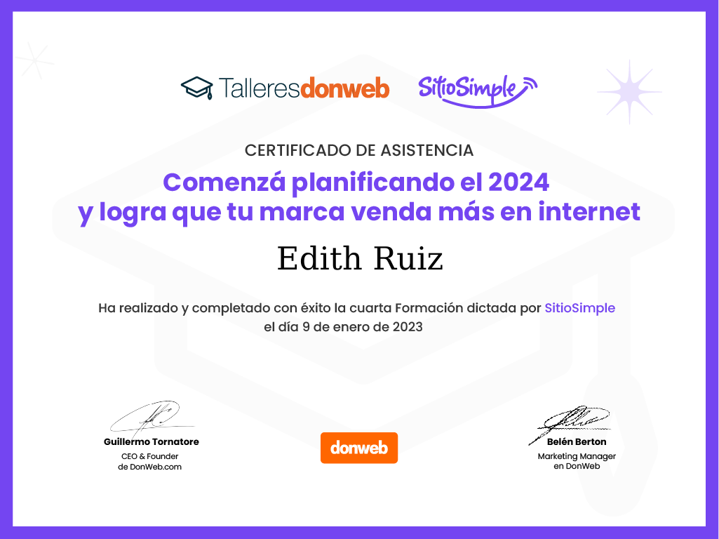 Certificado de asistencia · Talleres DonWeb