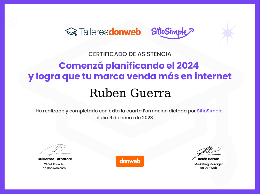 Certificado de asistencia · Talleres DonWeb