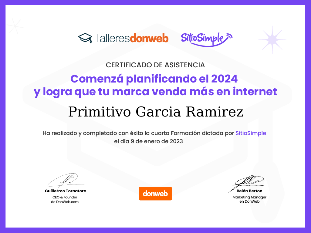 Certificado de asistencia · Talleres DonWeb