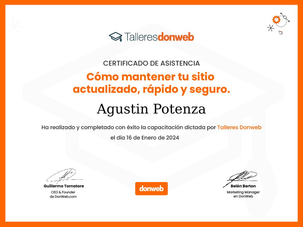 Certificado de asistencia · Talleres DonWeb