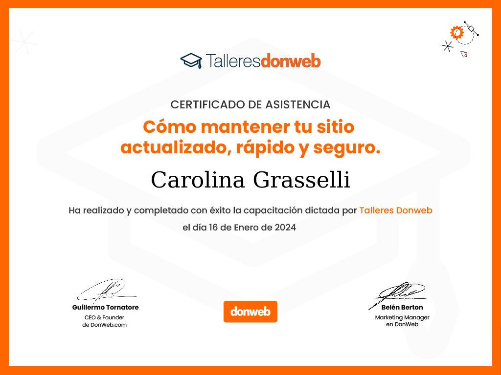 Certificado de asistencia · Talleres DonWeb