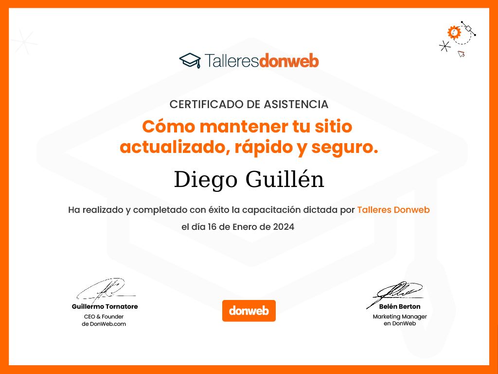 Certificado de asistencia · Talleres DonWeb