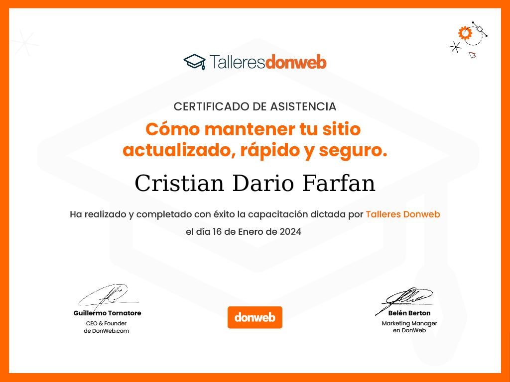 Certificado de asistencia · Talleres DonWeb