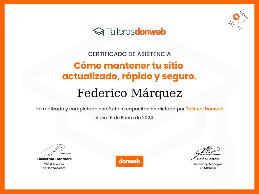 Certificado de asistencia · Talleres DonWeb