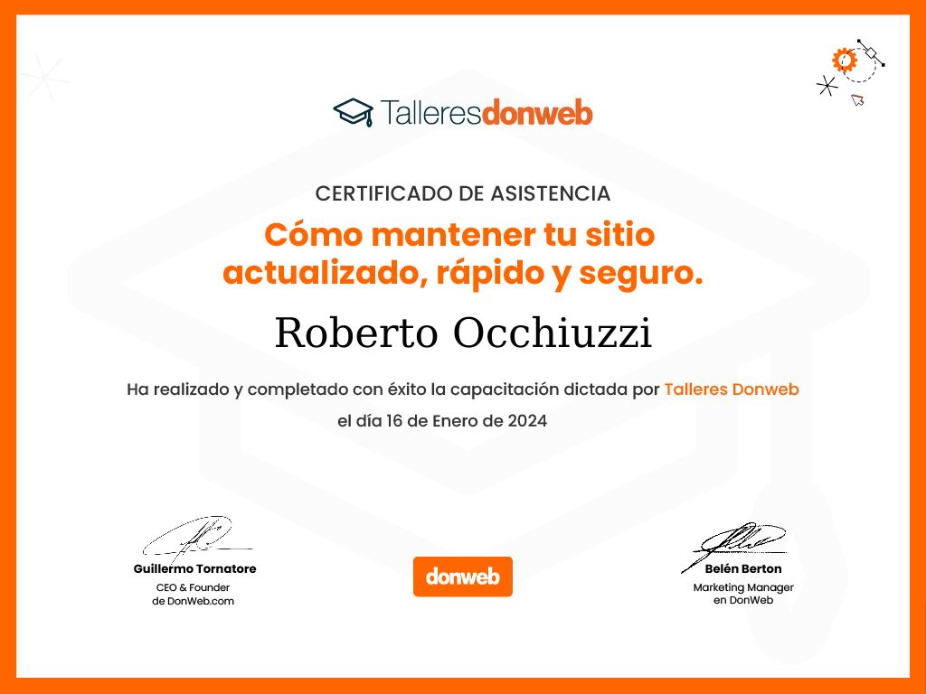 Certificado de asistencia · Talleres DonWeb