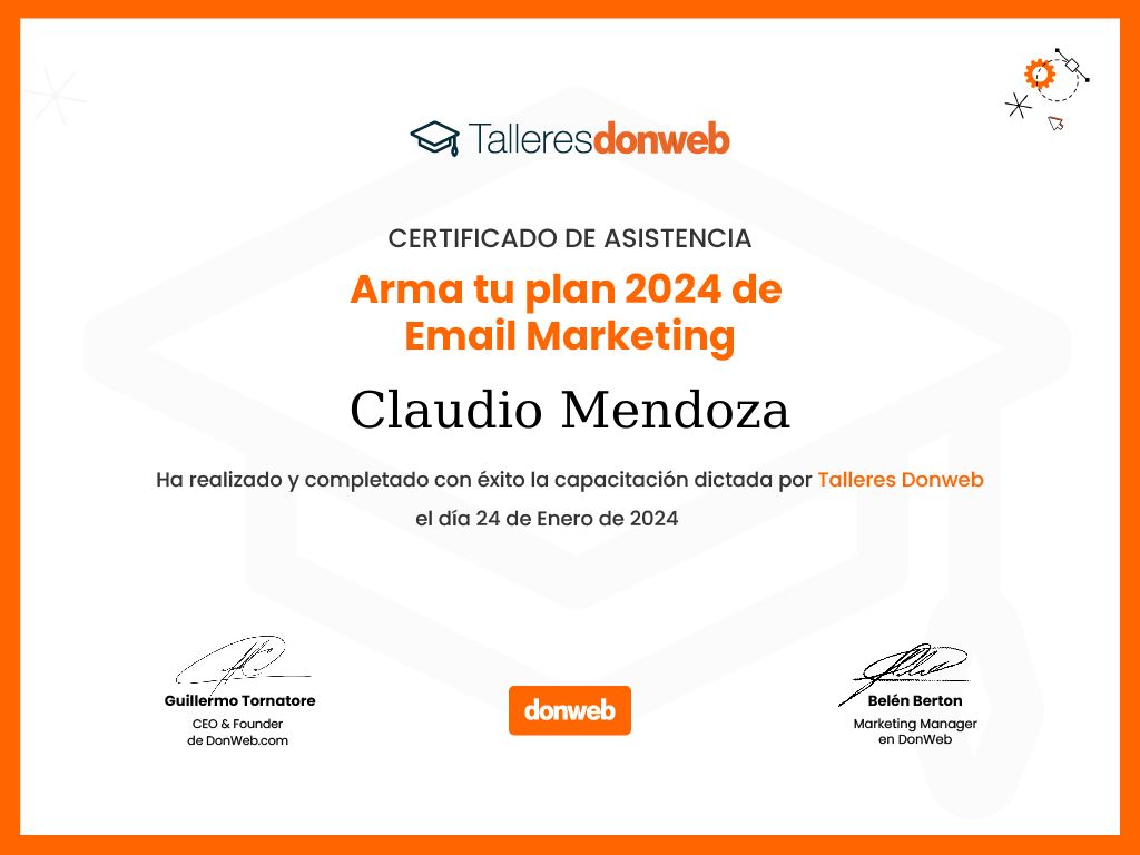 Certificado de asistencia · Talleres DonWeb