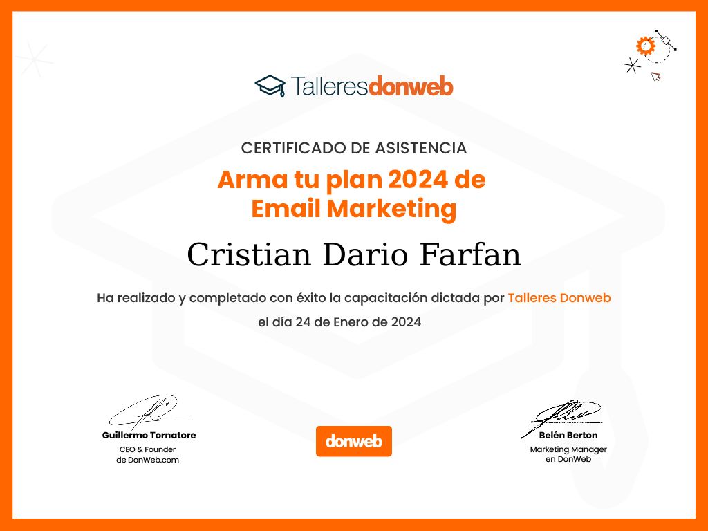 Certificado de asistencia · Talleres DonWeb