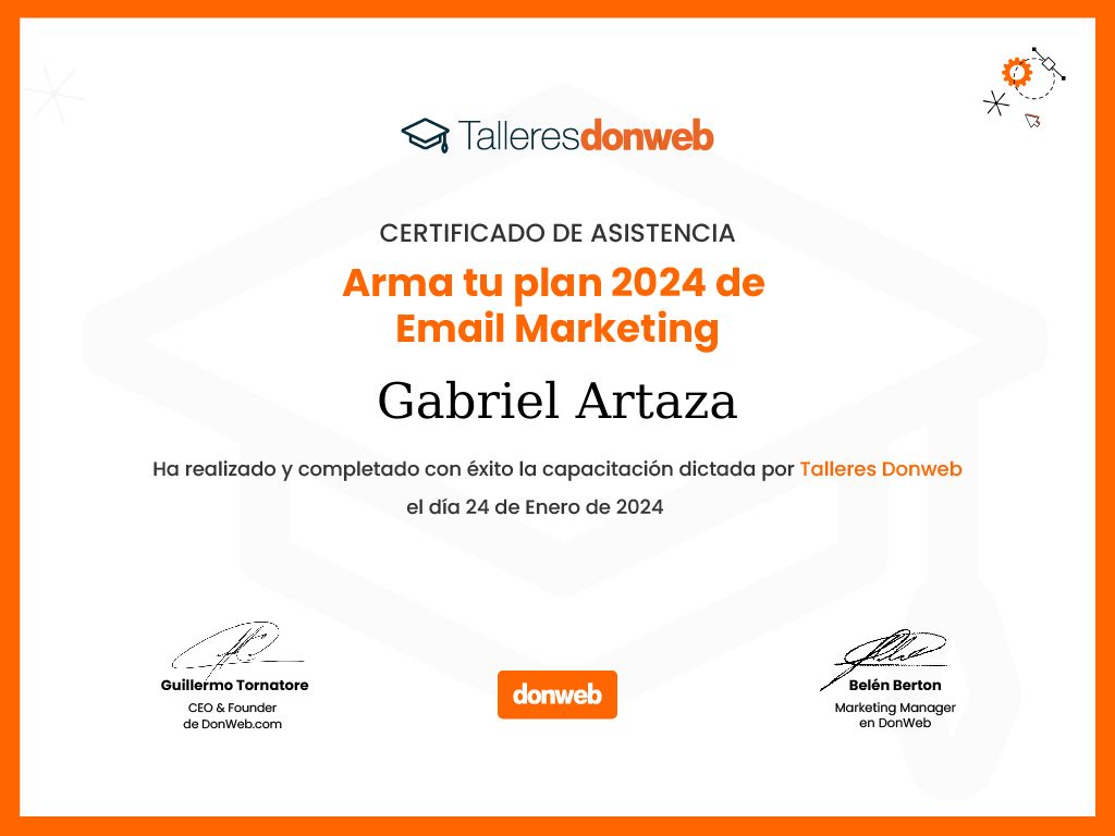 Certificado de asistencia · Talleres DonWeb