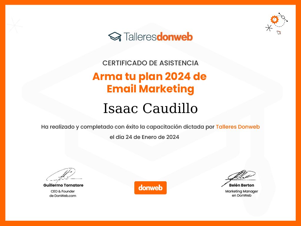 Certificado de asistencia · Talleres DonWeb