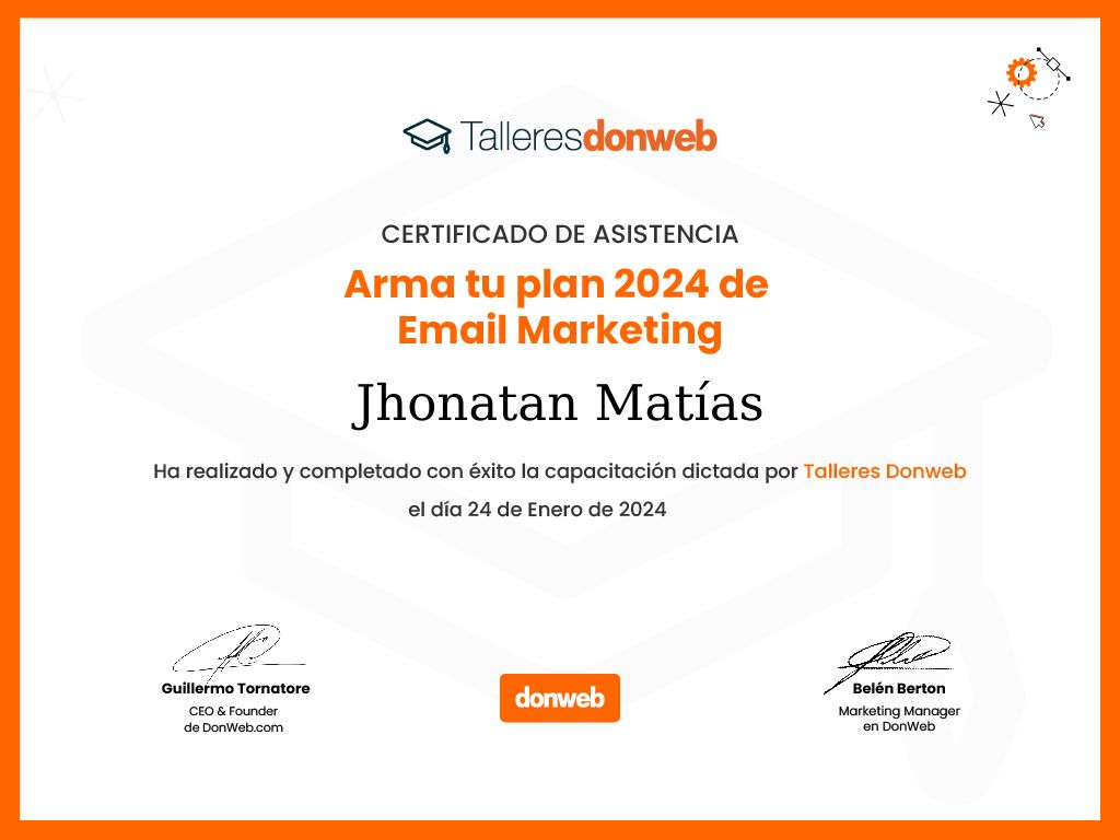 Certificado de asistencia · Talleres DonWeb