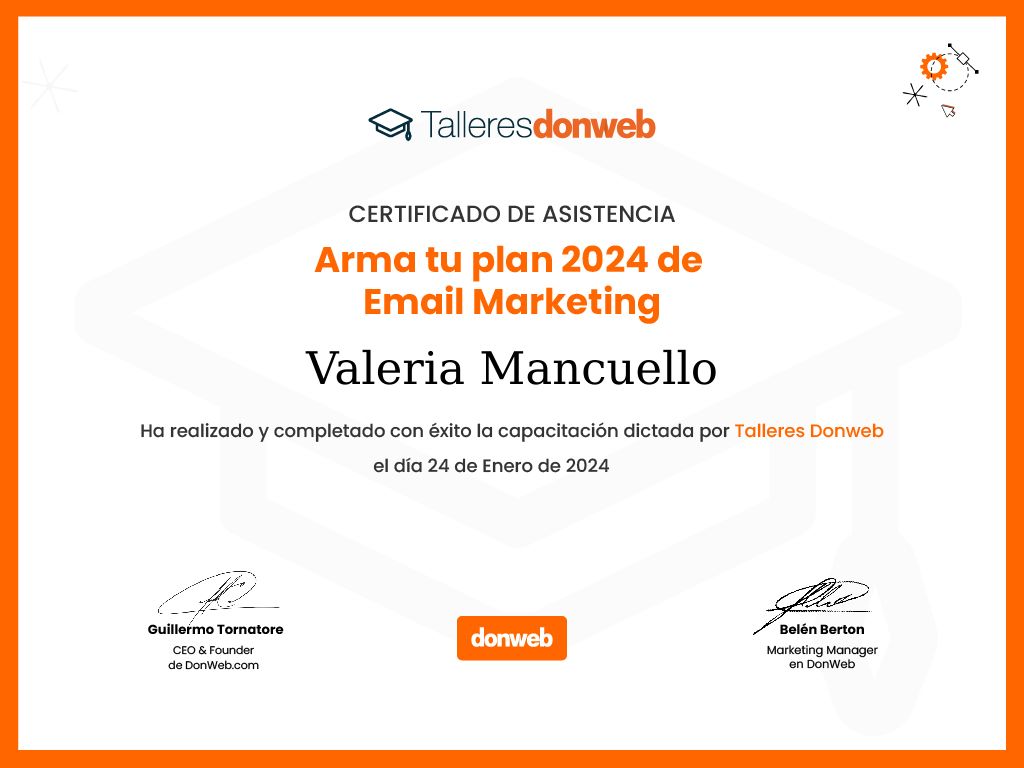 Certificado de asistencia · Talleres DonWeb