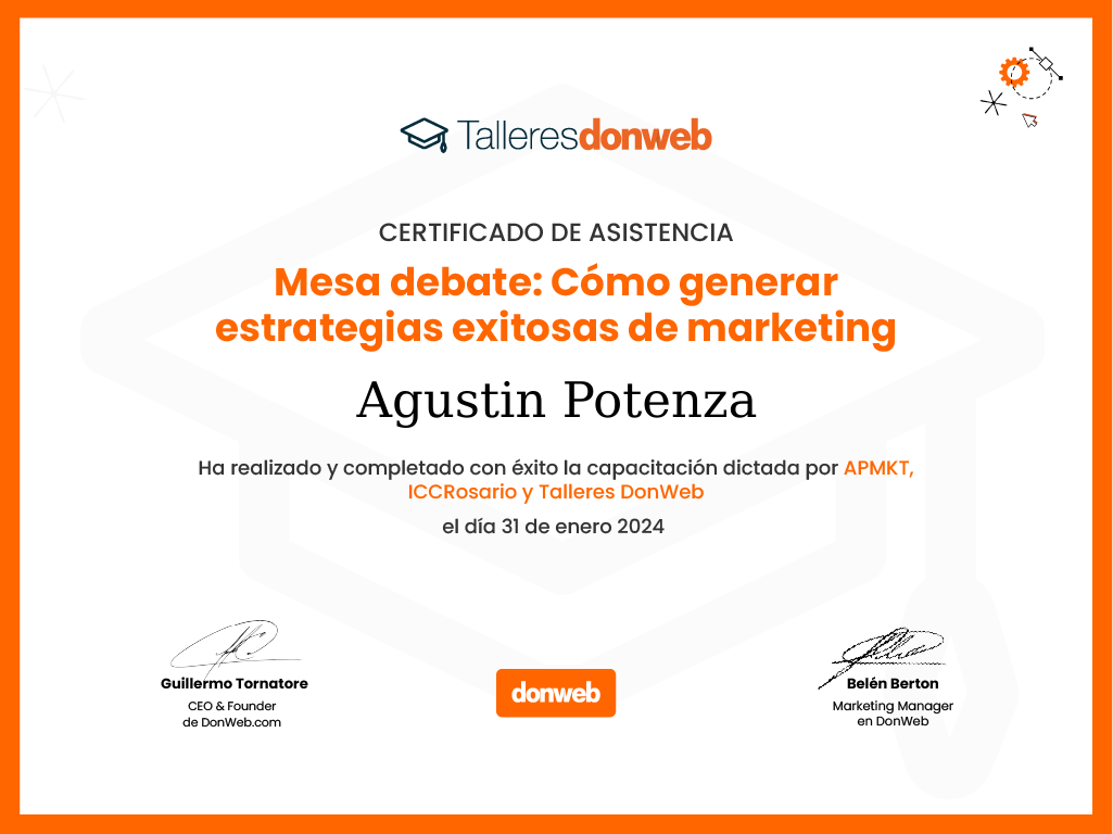 Certificado de asistencia · Talleres DonWeb