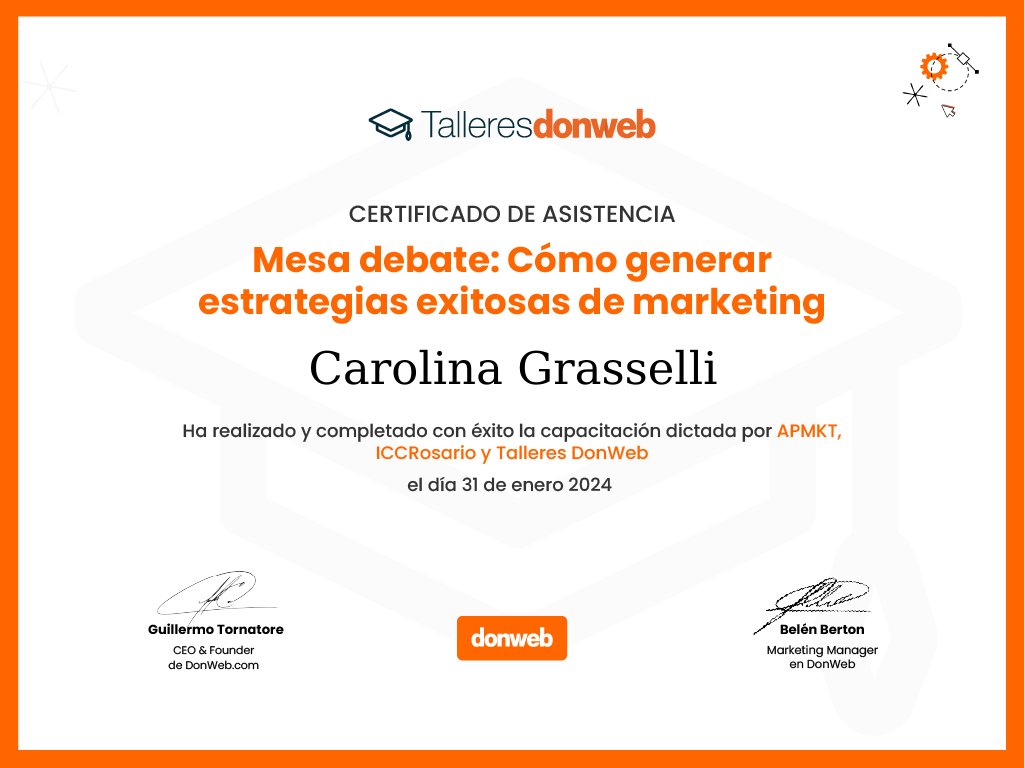 Certificado de asistencia · Talleres DonWeb