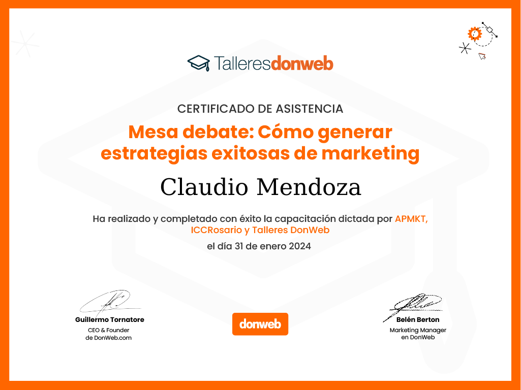Certificado de asistencia · Talleres DonWeb
