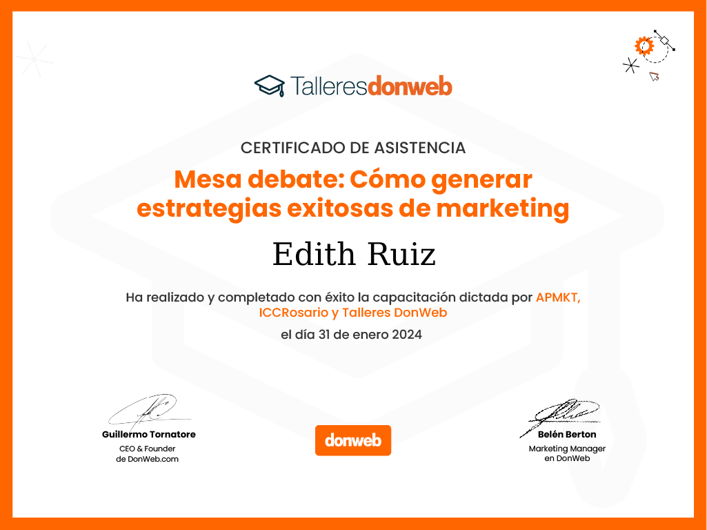 Certificado de asistencia · Talleres DonWeb