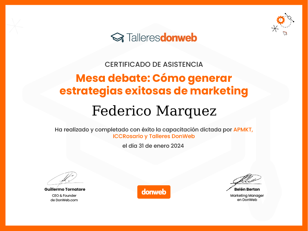 Certificado de asistencia · Talleres DonWeb