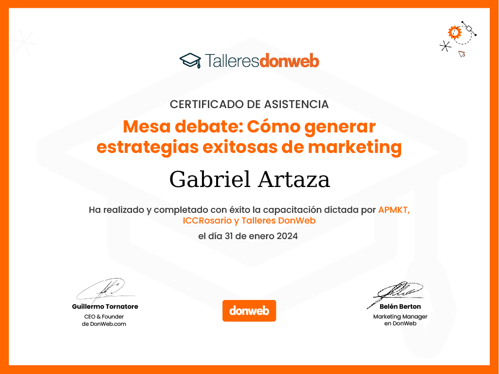 Certificado de asistencia · Talleres DonWeb