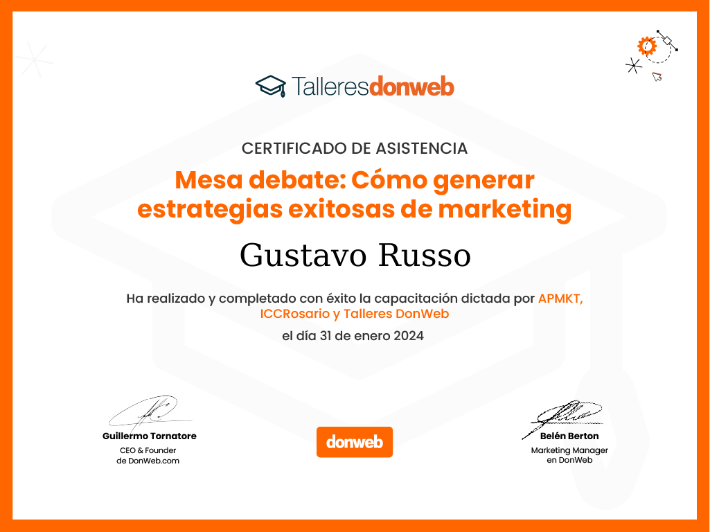 Certificado de asistencia · Talleres DonWeb