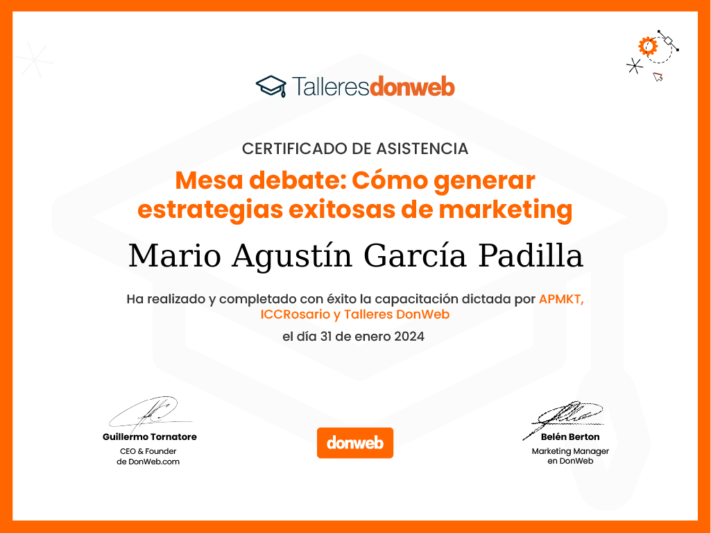 Certificado de asistencia · Talleres DonWeb