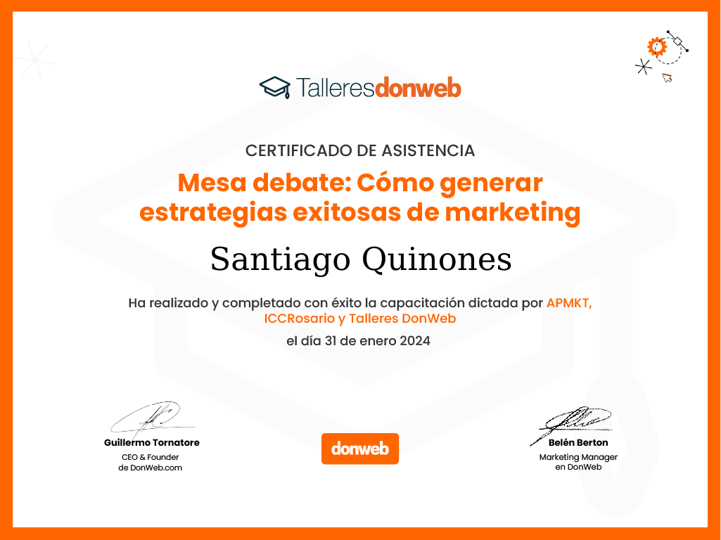 Certificado de asistencia · Talleres DonWeb