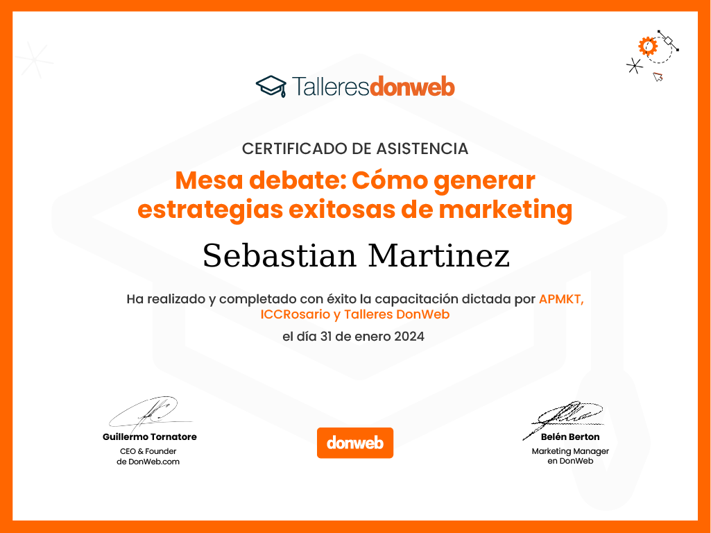 Certificado de asistencia · Talleres DonWeb