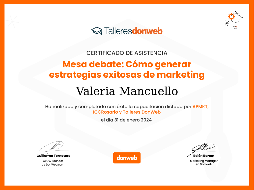Certificado de asistencia · Talleres DonWeb