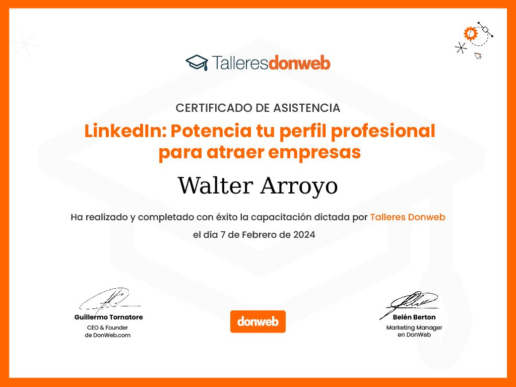 Certificado de asistencia · Talleres DonWeb