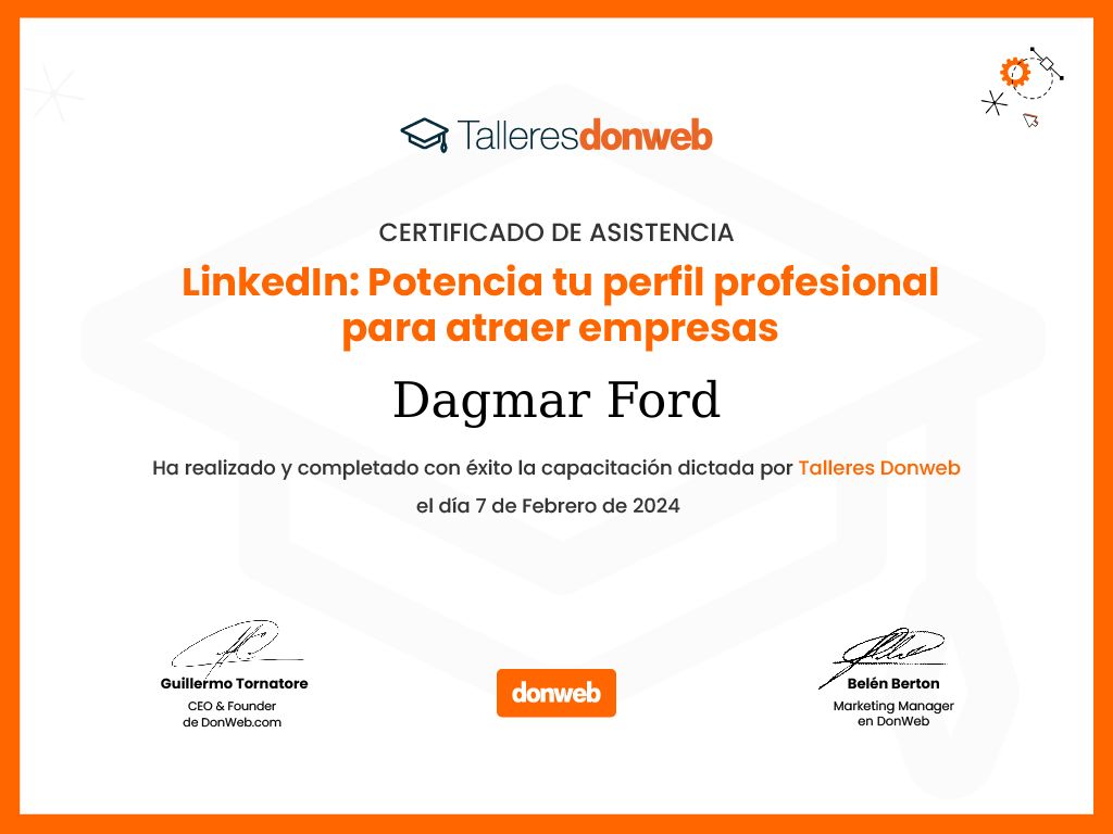Certificado de asistencia · Talleres DonWeb