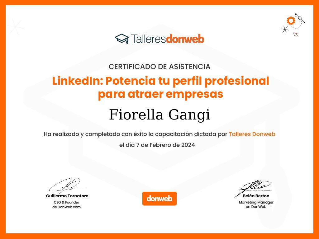 Certificado de asistencia · Talleres DonWeb