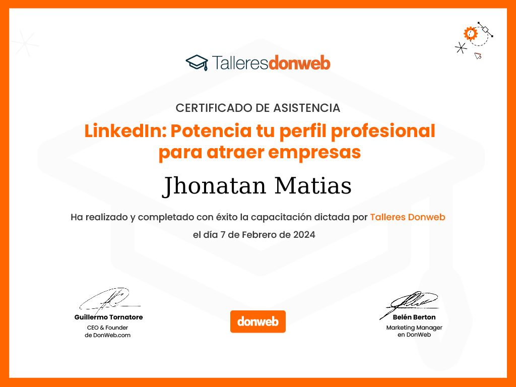 Certificado de asistencia · Talleres DonWeb