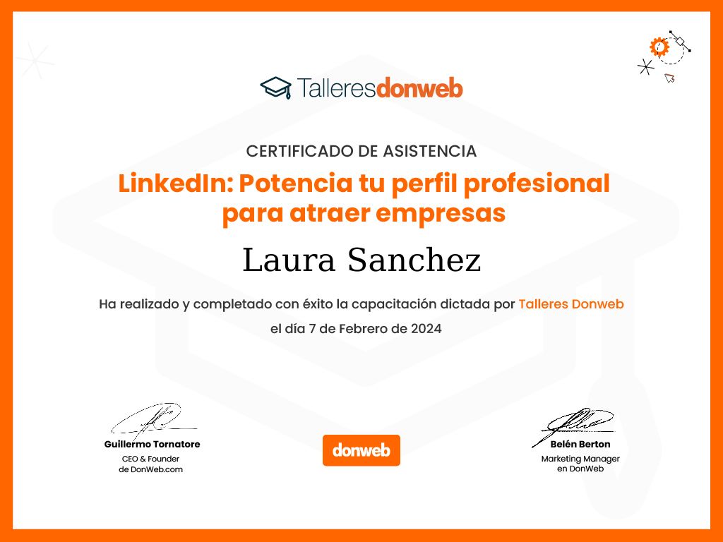 Certificado de asistencia · Talleres DonWeb