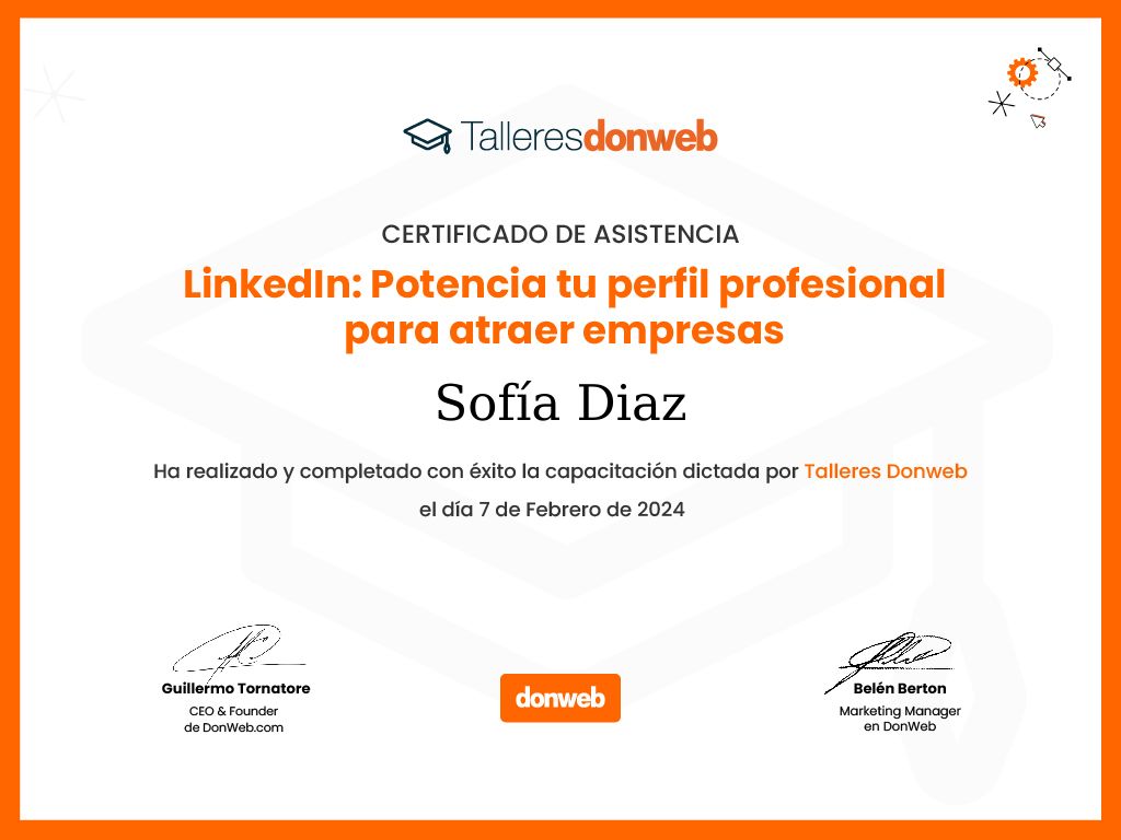 Certificado de asistencia · Talleres DonWeb