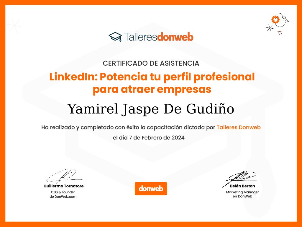 Certificado de asistencia · Talleres DonWeb